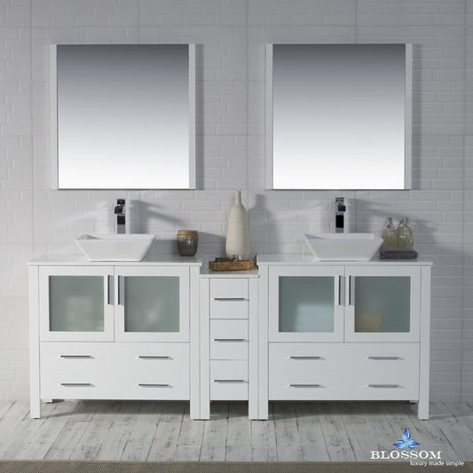 Blossom Sydney 84" Double w/ Vessel Sinks and Mirrors - Luxe Bathroom Vanities Luxury Bathroom Fixtures Bathroom Furniture