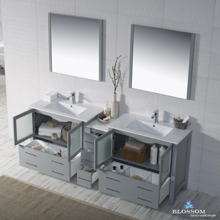 Blossom Sydney 84" Double w/ Mirrors - Luxe Bathroom Vanities Luxury Bathroom Fixtures Bathroom Furniture