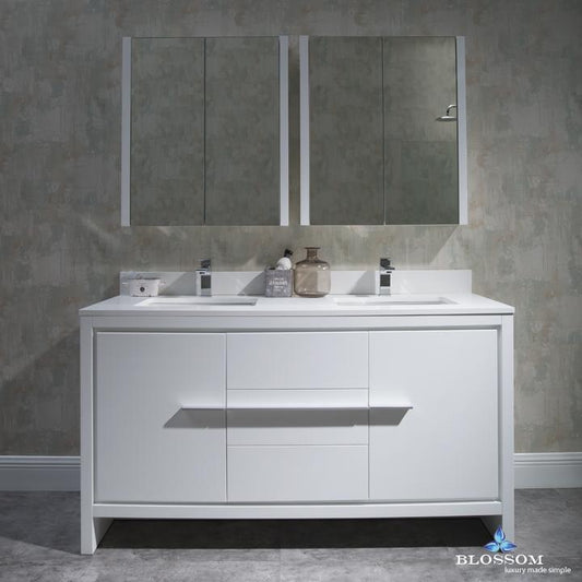 Blossom Milan 60" Double w/ Medicine Cabinets - Luxe Bathroom Vanities Luxury Bathroom Fixtures Bathroom Furniture