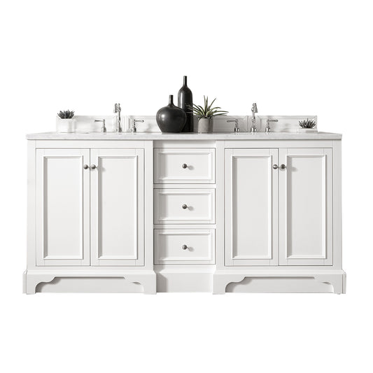 James Martin De Soto 72" Bright White Double Vanity with 3 CM Countertop - Luxe Bathroom Vanities