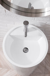 James Martin Quebec 17.5" Solid Surface Pedestal Sink, Bright White