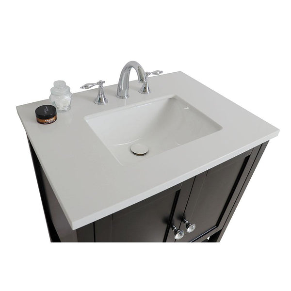 31" In Single Sink Vanity Wood Espresso White Quartz - Luxe Bathroom Vanities