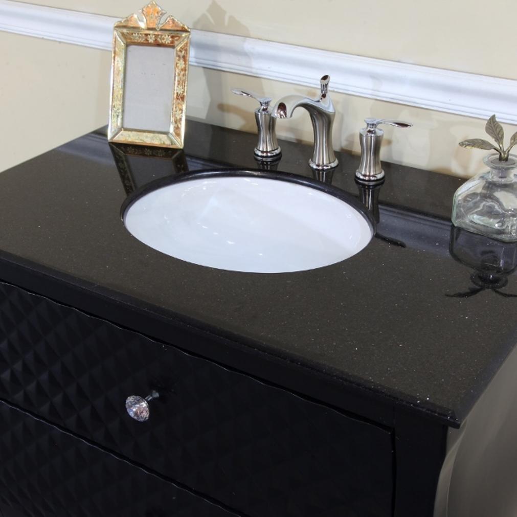 35.4" In Single Sink Vanity Wood Black - Luxe Bathroom Vanities
