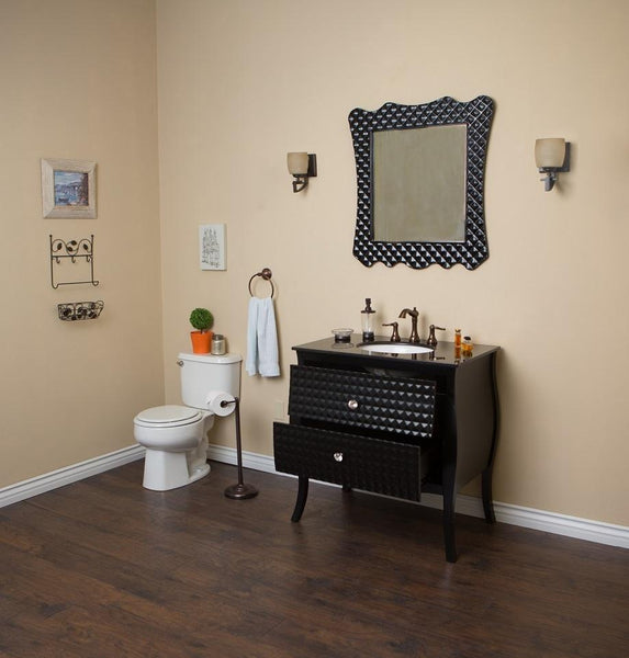 35.4" In Single Sink Vanity Wood Black - Luxe Bathroom Vanities