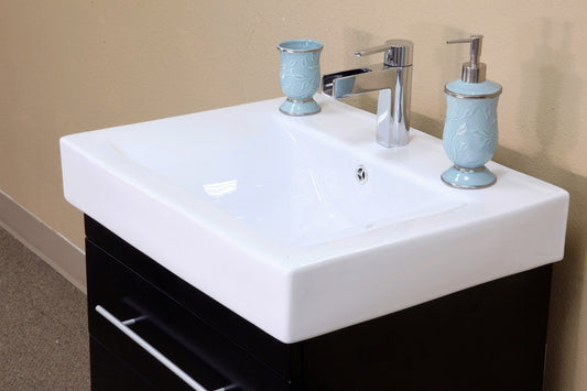 48.5" In Double Wall Mount Style Sink Vanity Wood Black - Luxe Bathroom Vanities
