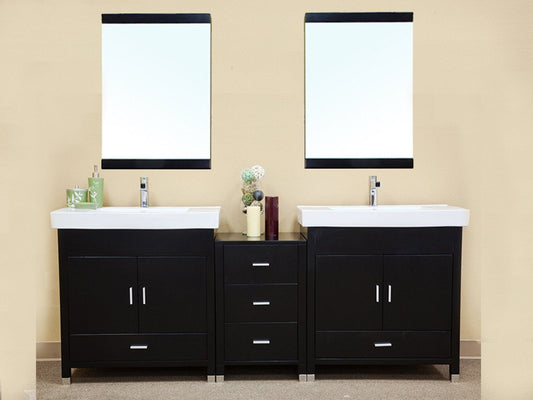 80.7" In Double Sink Vanity Wood Black - Luxe Bathroom Vanities