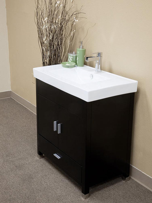 31.5" In Single Sink Vanity Wood Black - Luxe Bathroom Vanities