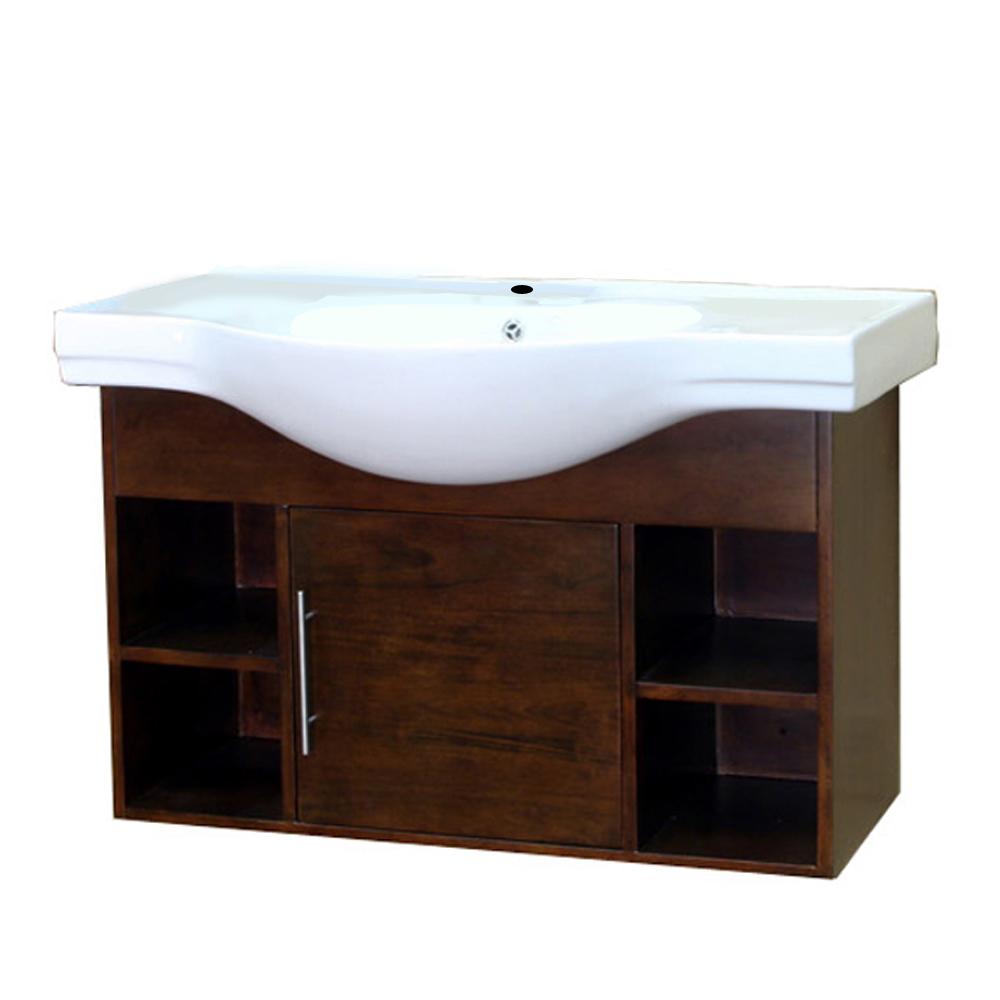 40.5" In Single Wall Mount Style Sink Vanity Wood Walnut - Luxe Bathroom Vanities