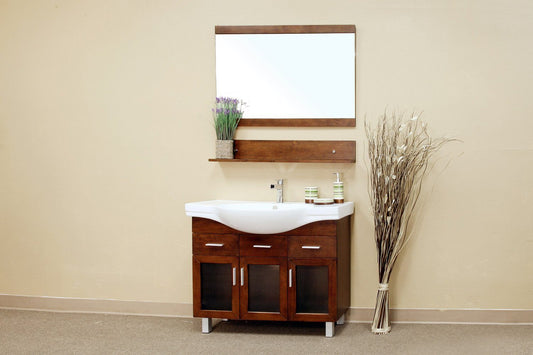 39.8" In Single Sink Vanity Wood Walnut - Luxe Bathroom Vanities