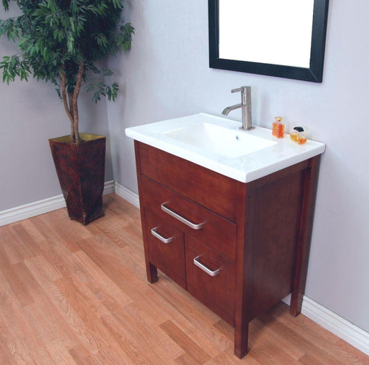 29.9" In Single Sink Vanity Wood Walnut Finish - Luxe Bathroom Vanities