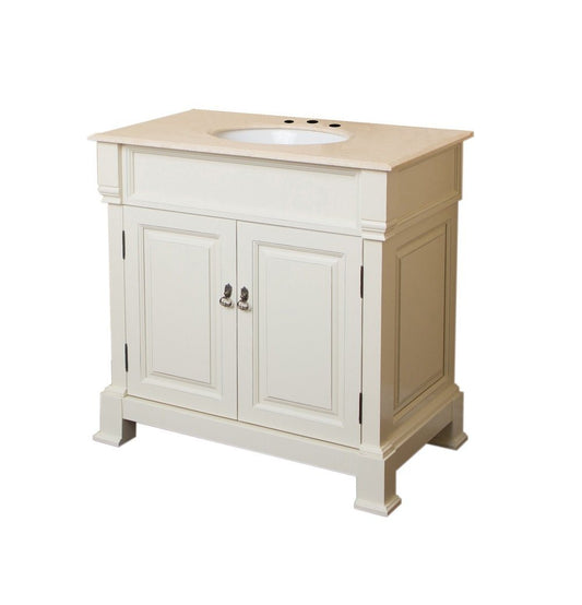 36" In Single Sink Vanity Wood Cream White - Luxe Bathroom Vanities