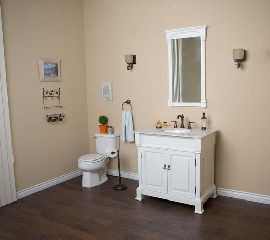 36" In Single Sink Vanity Wood White - Luxe Bathroom Vanities