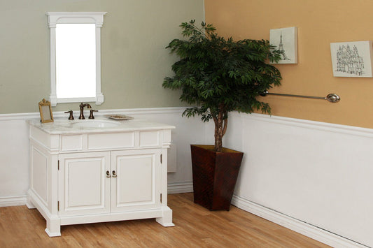 42" In Single Sink Vanity Wood White - Luxe Bathroom Vanities