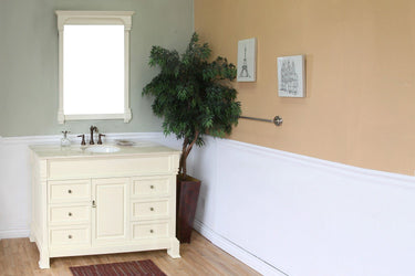 50" In Single Sink Vanity Wood Cream White - Luxe Bathroom Vanities