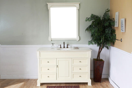 50" In Single Sink Vanity Wood Cream White - Luxe Bathroom Vanities