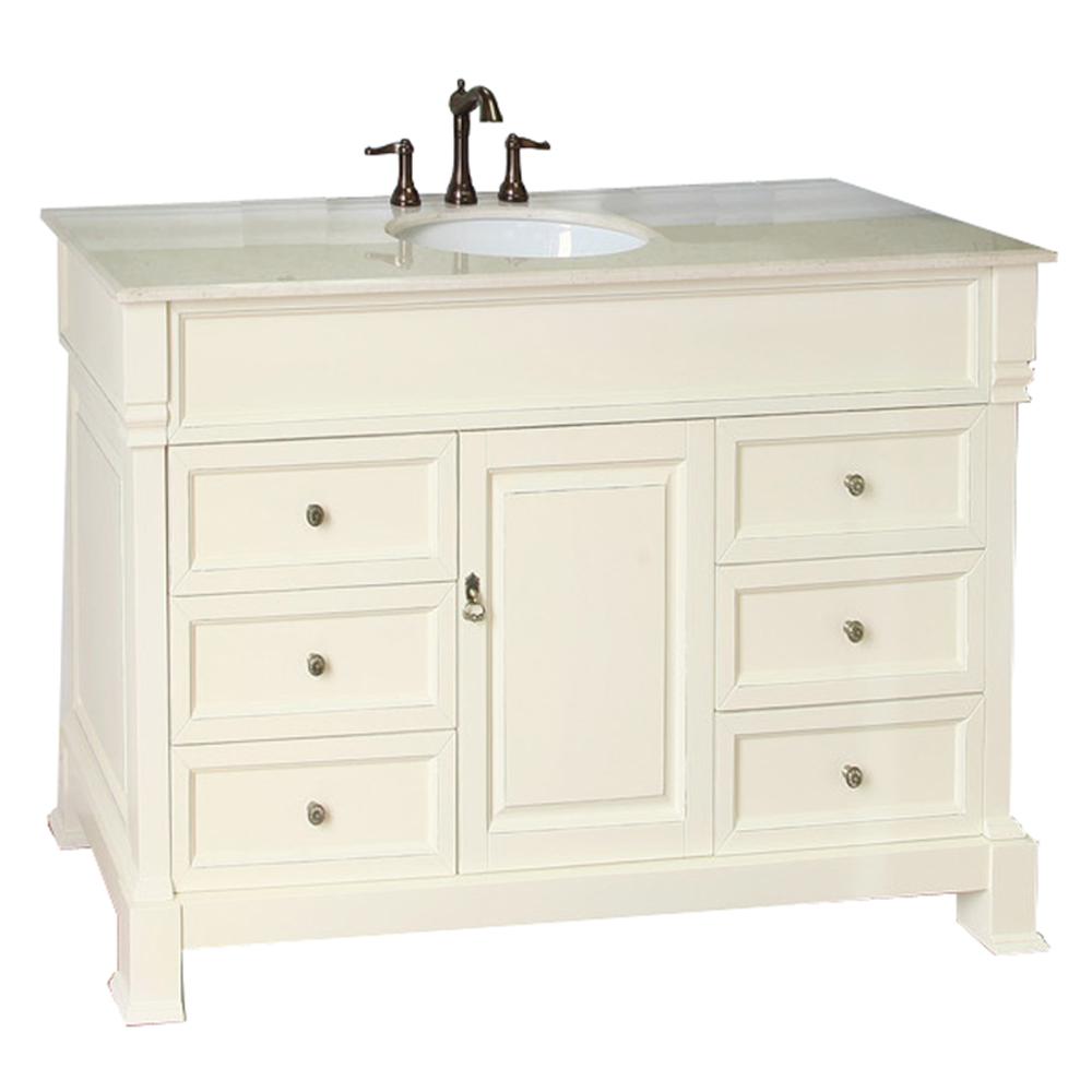 50" In Single Sink Vanity Wood Cream White - Luxe Bathroom Vanities