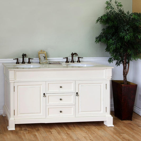 72" In Double Sink Vanity Wood Cream White - Luxe Bathroom Vanities