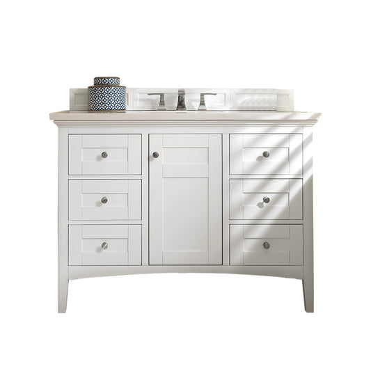 James Martin Palisades 48" Bright White Single Vanity with 3 CM Countertop - Luxe Bathroom Vanities