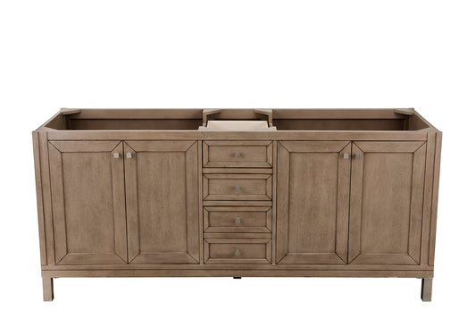 James Martin Chicago 72" Whitewashed Walnut Double Vanity (Cabinet Only) - Luxe Bathroom Vanities