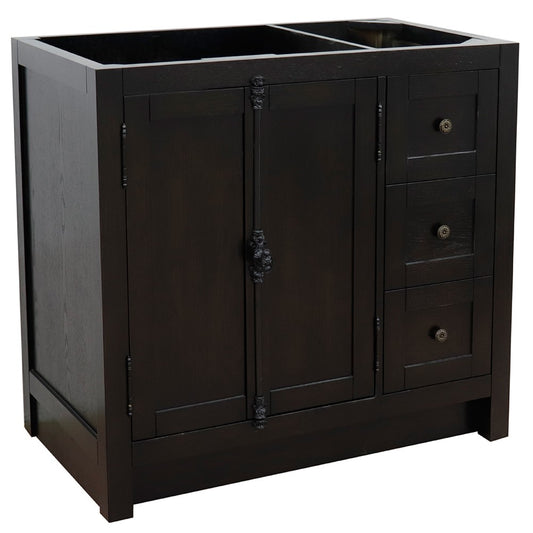 Bellaterra Home 36" Single vanity in Brown Ash finish - cabinet only - Left doors - Luxe Bathroom Vanities