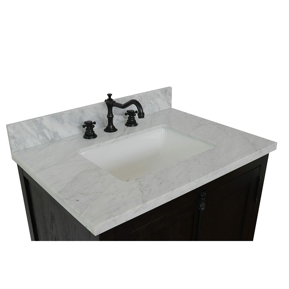 31" Single Vanity In Brown Ash Top With White Carrara And Rectangle Sink - Luxe Bathroom Vanities