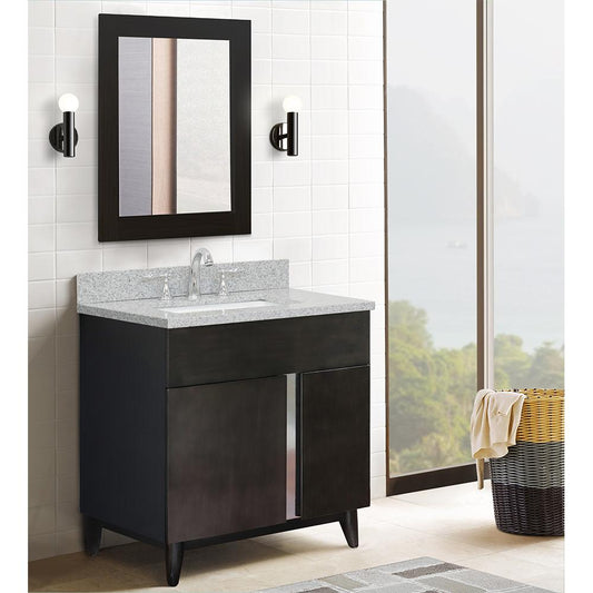 31" Single Vanity In Silvery Brown Finish Top With Gray Granite And Rectangle Sink - Luxe Bathroom Vanities