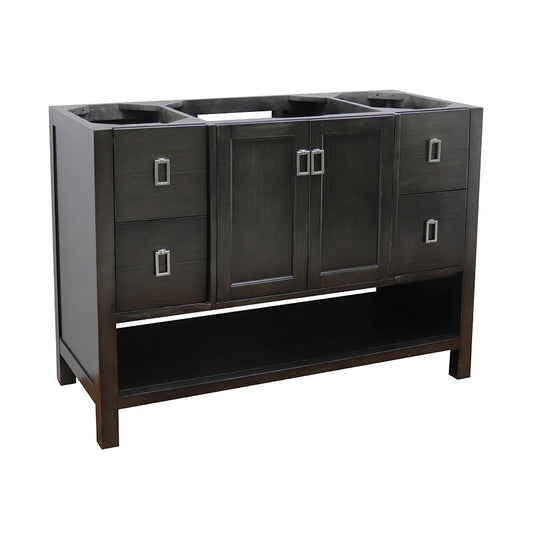 48" Single Vanity In Silvery Brown Finish Cabinet Only - Luxe Bathroom Vanities