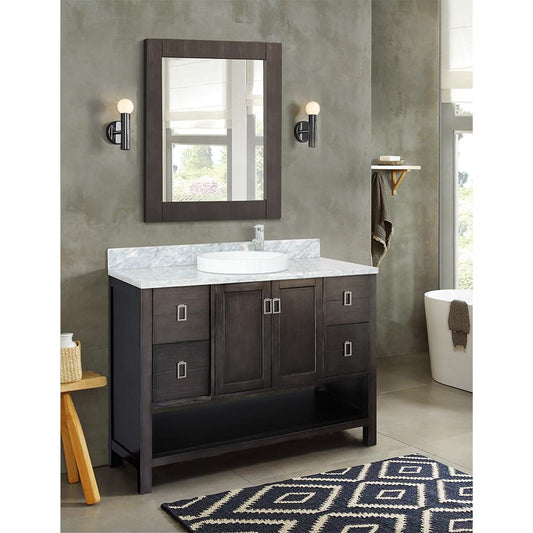 49" Single Vanity In White Finish Top With White Carrara And Round Sink - Luxe Bathroom Vanities