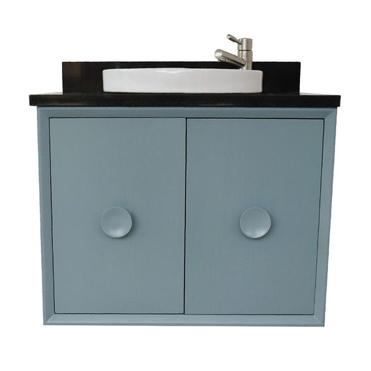 31" Single Vanity In Aqua Blue Finish Top With Black Galaxy And Round Sink - Luxe Bathroom Vanities