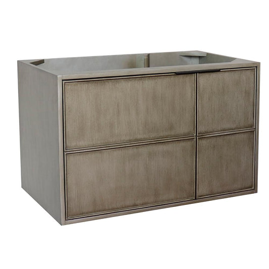 36" Single Wall Mount Vanity In Linen Brown Finish Cabinet Only - Luxe Bathroom Vanities