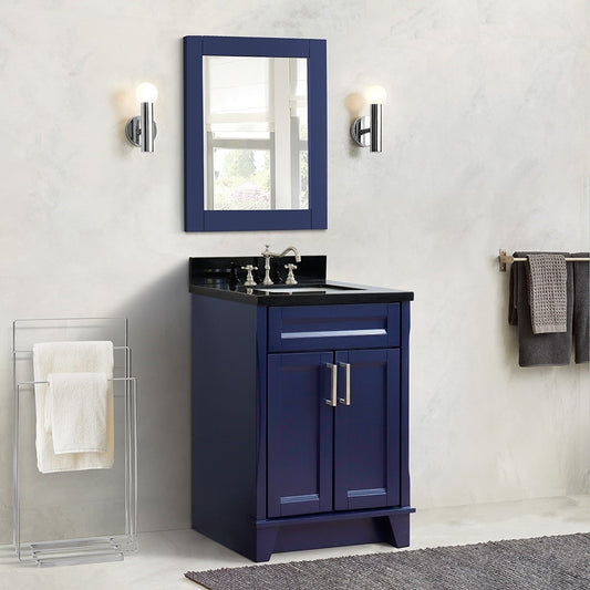 Bellaterra Home 25" Single sink vanity in Blue finish with Black galaxy granite and rectangle sink - Luxe Bathroom Vanities