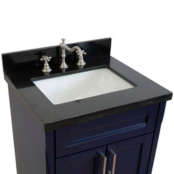 Bellaterra Home 25" Single sink vanity in Blue finish with Black galaxy granite and rectangle sink - Luxe Bathroom Vanities