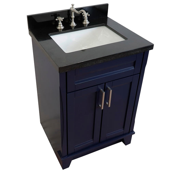 Bellaterra Home 25" Single sink vanity in Blue finish with Black galaxy granite and rectangle sink - Luxe Bathroom Vanities
