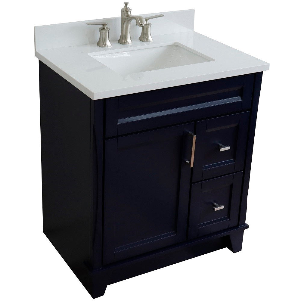 Bellaterra Home 31" Single sink vanity in White finish with Black galaxy granite with rectangle sink - Luxe Bathroom Vanities