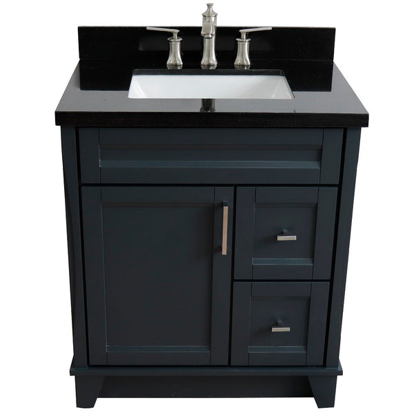 Bellaterra Home 31" Single sink vanity in White finish with Black galaxy granite with rectangle sink - Luxe Bathroom Vanities