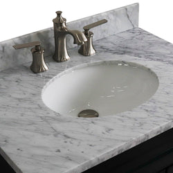 Bellaterra Home 31" Single sink vanity in White finish with Black galaxy granite with oval sink - Luxe Bathroom Vanities