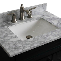 Bellaterra Home 400700-31 31" Single sink vanity in White finish with Black galaxy granite with rectangle sink