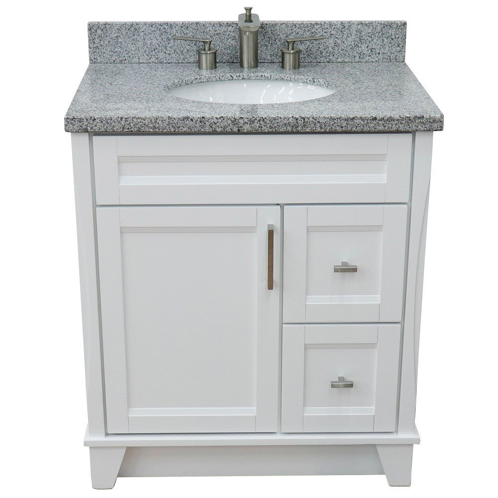 Bellaterra Home 31" Single sink vanity in White finish with Black galaxy granite with oval sink - Luxe Bathroom Vanities