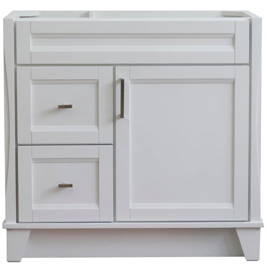 Bellaterra Home 36" Single sink vanity in White finish- cabinet only - Right drawers - Luxe Bathroom Vanities