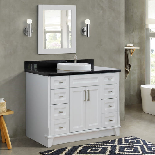 Bellaterra Home 49" Single sink vanity in White finish with Black galaxy granite and round sink - Luxe Bathroom Vanities