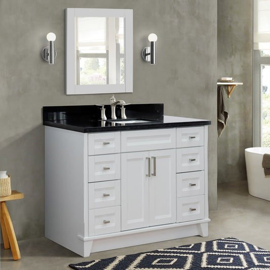 Bellaterra Home 49" Single sink vanity in White finish with Black galaxy granite and rectangle sink - Luxe Bathroom Vanities