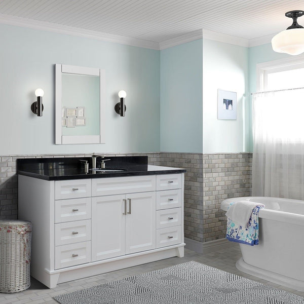 bathroom vanities > Vanities > 61 in. Double Sink  Vanity in Blue Finish and White Quartz and Oval Sink