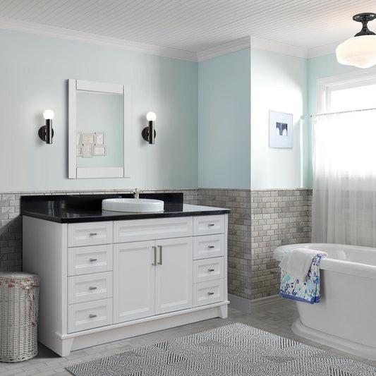 Bellaterra Home 61" Single sink vanity in White finish and Black galaxy granite and round sink - Luxe Bathroom Vanities