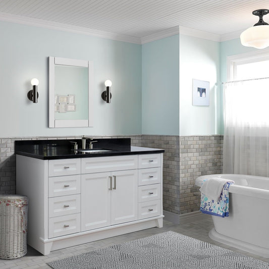 Bellaterra Home 61" Single sink vanity in White finish and Black galaxy granite and rectangle sink - Luxe Bathroom Vanities