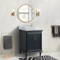 Bellaterra Home 25" Single vanity in White finish with Black galaxy and round sink - Luxe Bathroom Vanities