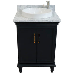 Bellaterra Home 400800-25 25" Single vanity in White finish with Black galaxy and round sink