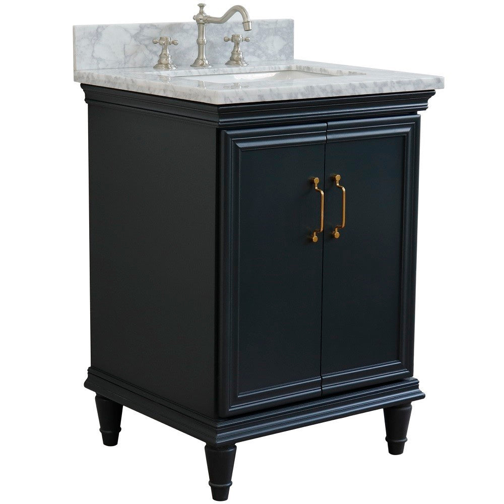 Bellaterra Home 400800-25 25" Single vanity in White finish with Black galaxy and rectangle sink
