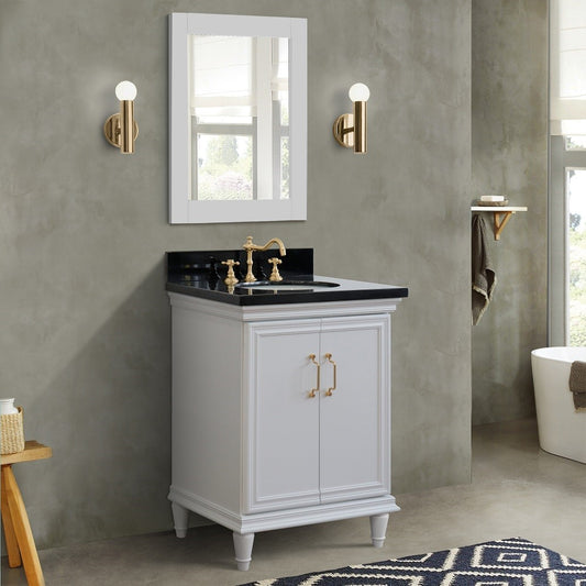 Bellaterra Home 25" Single vanity in White finish with Black galaxy and oval sink - Luxe Bathroom Vanities