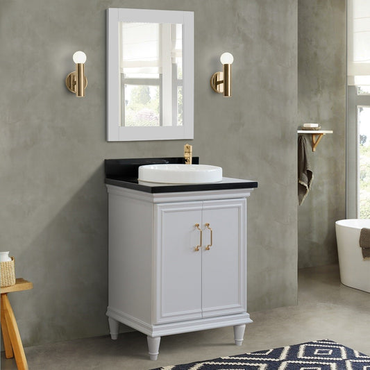 Bellaterra Home 25" Single vanity in White finish with Black galaxy and round sink - Luxe Bathroom Vanities