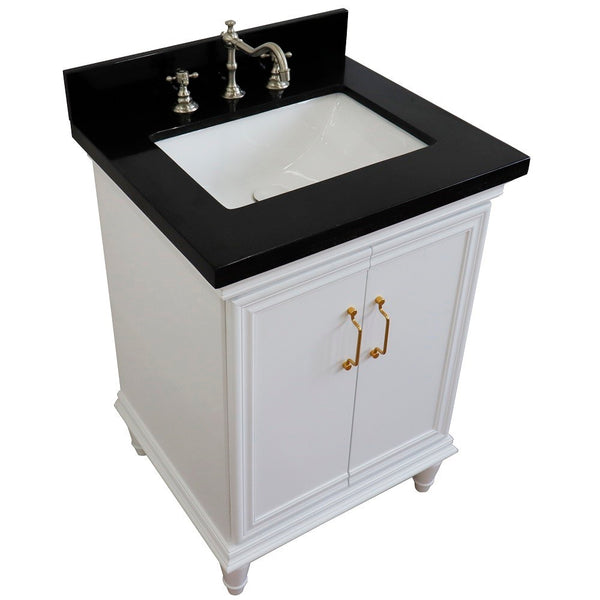 Bellaterra Home 25" Single vanity in White finish with Black galaxy and rectangle sink - Luxe Bathroom Vanities